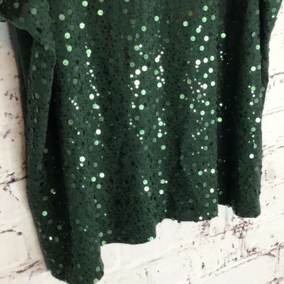 ✨Lane Bryant Green Sequin Top with Sparkling Details Size 26 - Picture 4 of 7